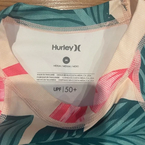 Hurley Leaf Print RashGuard medium UPF 50 - Picture 3 of 6
